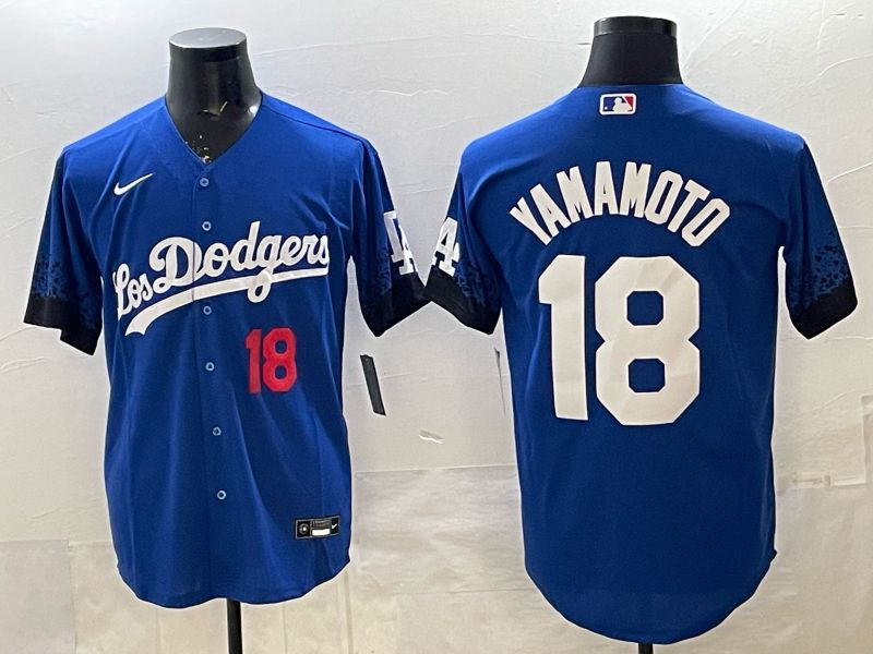 Men 2026 Nike Los Angeles Dodgers #18 Yamamoto Blue Game MLB Jersey 011